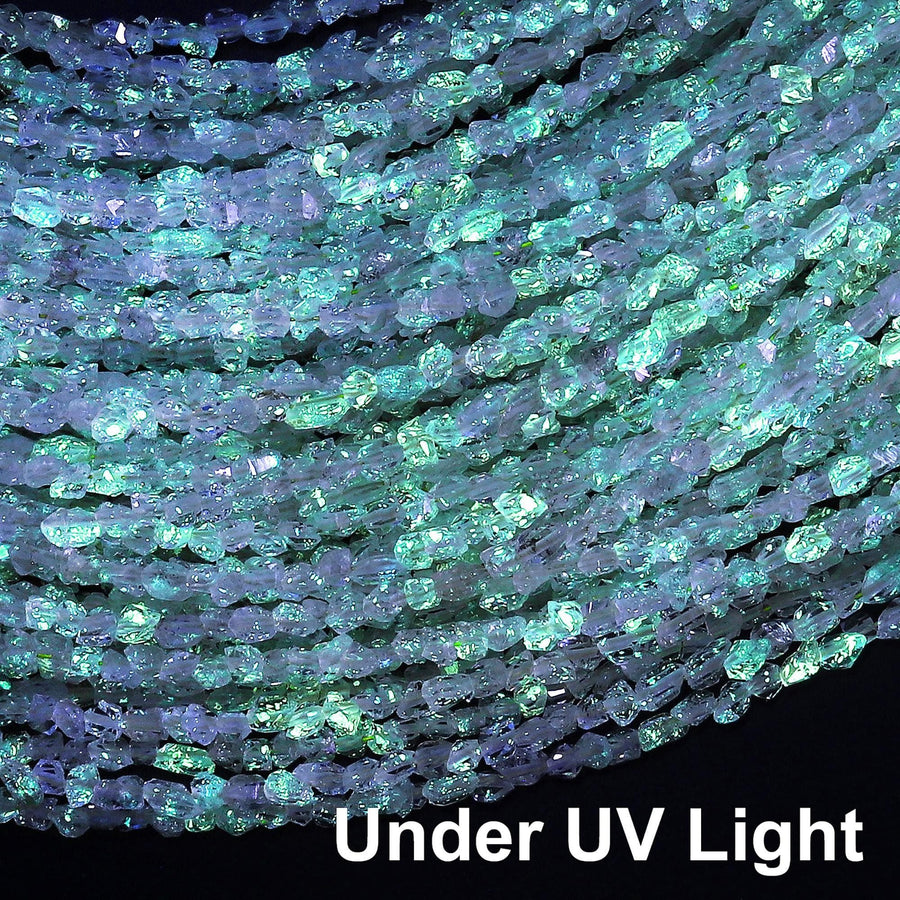 UV Reactive Rare Ancient Natural Smoky Enhydro Petroleum Diamond Quartz Beads 3mm 4mm Real Crystal Gemstone from Pakistan 15.5" Strand