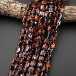AAA Faceted Natural Red Tiger's Eye 10mm Square Beads Good for Earrings 15.5" Strand