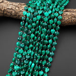 AAA Carved Natural Green Malachite Smooth Heart Beads 10mm Gemstone From Congo 15.5" Strand