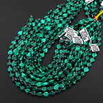 AAA Carved Natural Green Malachite Smooth Heart Beads 10mm Gemstone From Congo 15.5" Strand