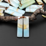 Drilled Natural Amazonite Earring Pair Matched Drilled Gemstone Rectangle Beads