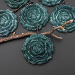 AAA Large Hand Carved Natural Guatemalan Jade Peony Rose Flower Pendant