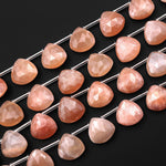 AAA Faceted Natural Peach Moonstone Teardrop Pear Briolette 12mm Beads Good for Earrings 15.5" Strand