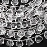AAA Faceted Natural Rock Crystal Quartz Teardrop Pear Briolette Beads 12mm Top Side Drilled 15.5" Strand
