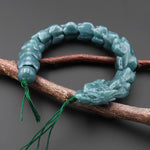 AAA Hand Carved Natural Guatemalan Jade Dragon Beads 8" Strand