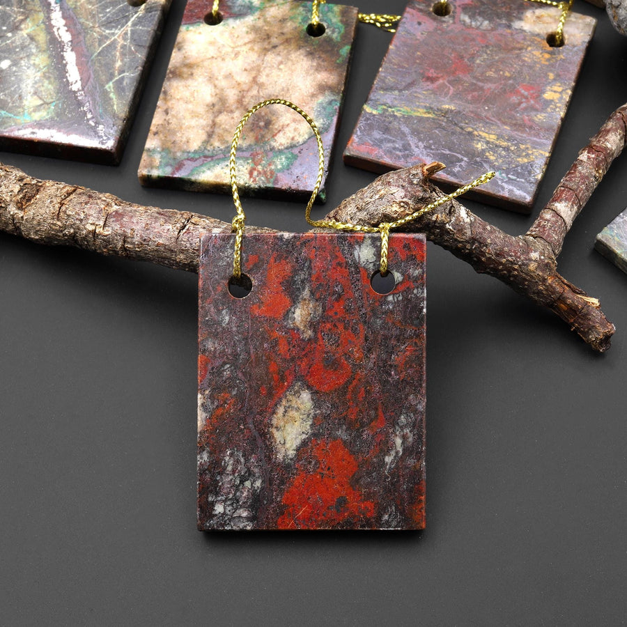 From the Old Arizona Copper Mine~ Natural Copper in Chrysocolla Rectangle 2 Two Hole Pendant A3