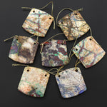 From the Old Arizona Copper Mine~ Natural Copper in Chrysocolla Curved Rectangle Square 2 Two Hole Pendant