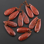 Genuine Red Utah Dinosaur Bone Fossil Drilled Teardrop Earring Pair Matched Gemstone Beads