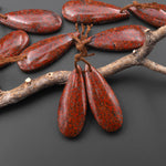 Genuine Red Utah Dinosaur Bone Fossil Drilled Teardrop Earring Pair Matched Gemstone Beads