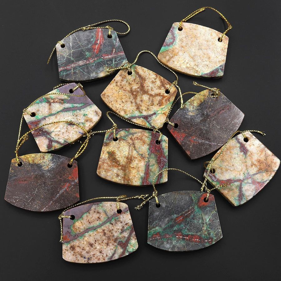 From the Old Arizona Copper Mine~ Natural Copper in Chrysocolla Curved Rectangle Locket 2 Two Hole Pendant