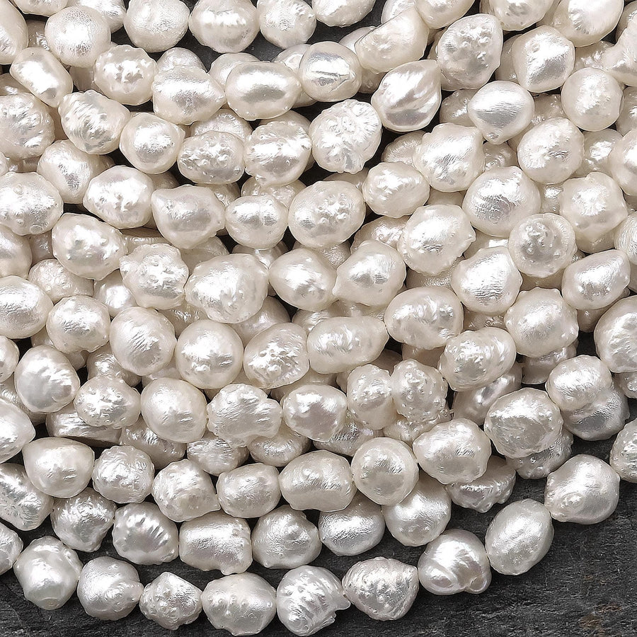 Rare Genuine Freshwater White Druzy Rosebud Pearl 8mm 15.5" Strand