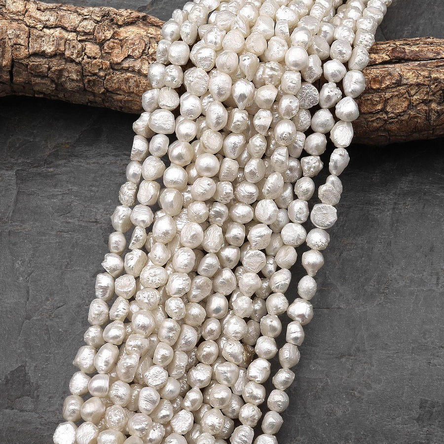 Rare Genuine Freshwater White Druzy Rosebud Pearl 8mm 15.5" Strand