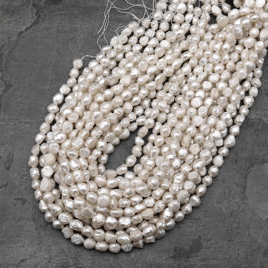 Rare Genuine Freshwater White Druzy Rosebud Pearl 8mm 15.5" Strand