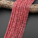 AAA Faceted Natural Pink Red Thulite 3mm Cube Beads Diamond Cut Gemstone From Norway 15.5" Strand