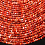 AAA Genuine Natural Red Spiny Oyster 4mm Heishi Beads 15.5" Strand