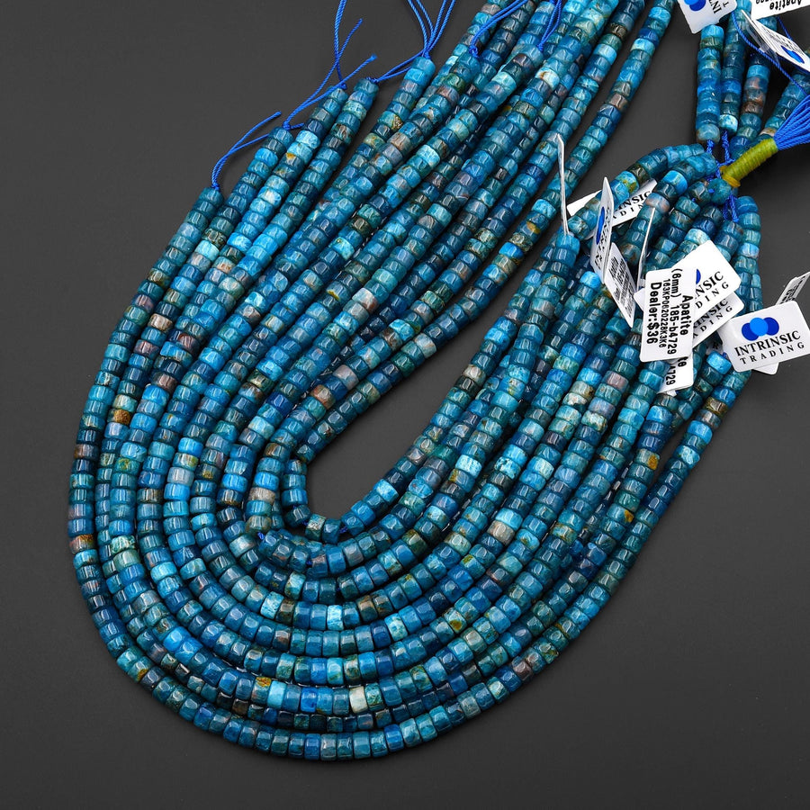 Natural Apatite Heishi Rondelle Beads 6mm Gemstone 15.5" Strand