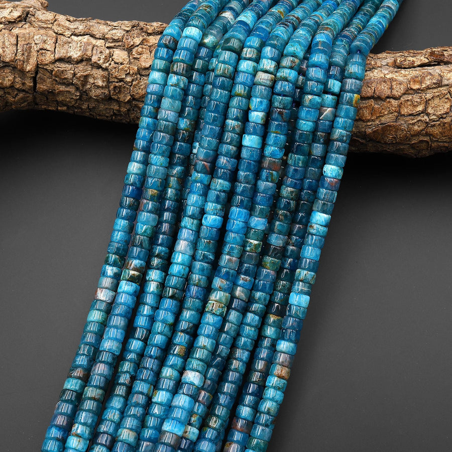 Natural Apatite Heishi Rondelle Beads 6mm Gemstone 15.5" Strand