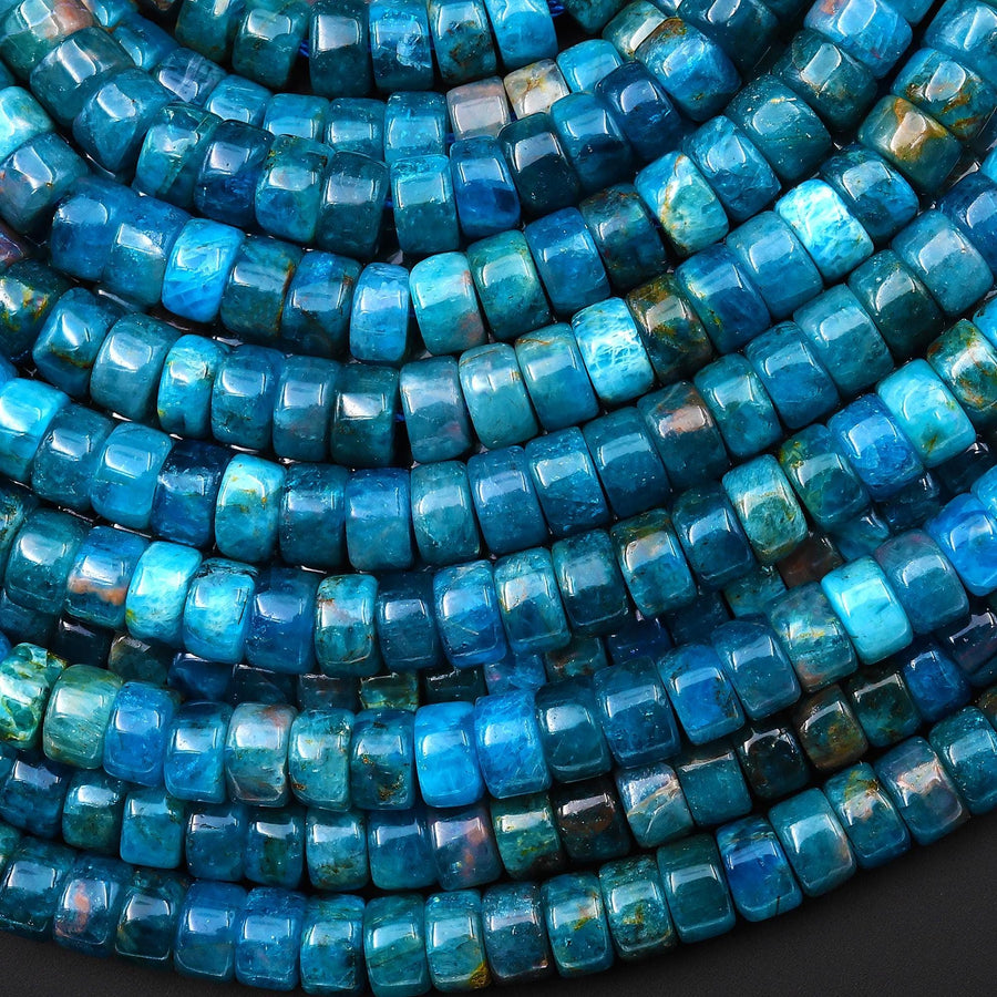Natural Apatite Heishi Rondelle Beads 6mm Gemstone 15.5" Strand
