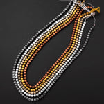 Matte Faceted Hematite Cube Beads 3mm 4mm Titanium Silver Gold Bronze Champagne Gunmetal Black Colors 15.5" Strand