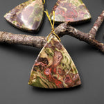 Natural Mushroom Rhyolite Jasper Triangle Side Drilled Pendant A1