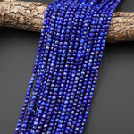 Faceted Natural Blue Lapis 4mm Cube Gemstone Beads 15.5" Strand