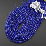 Faceted Natural Blue Lapis 4mm Cube Gemstone Beads 15.5" Strand