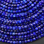 AAA Faceted Natural Blue Lapis 4mm Cube Gemstone Beads 15.5" Strand