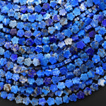 Natural Denim Blue Lapis Cherry Blossom Flower Beads 6mm Carved Gemstone 15.5" Strand