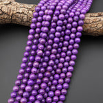 AAA Genuine Natural Violet Purple Phosphosiderite 6mm 7mm 8mm 9mm 10mm Smooth Round Beads 15.5" Strand