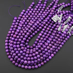 AAA Genuine Natural Violet Purple Phosphosiderite 6mm 7mm 8mm 9mm 10mm Smooth Round Beads 15.5" Strand