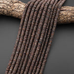 Natural Brown Snowflake Obsidian 6mm Smooth Thin Rondelle Beads 15.5" Strand
