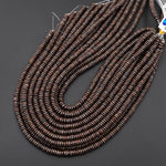 Natural Brown Snowflake Obsidian 6mm Smooth Thin Rondelle Beads 15.5" Strand
