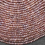 AAA Natural Iridescent Mauve Pink Center Drilled Potato Rondelle 4mm Pearl 15.5" Strand