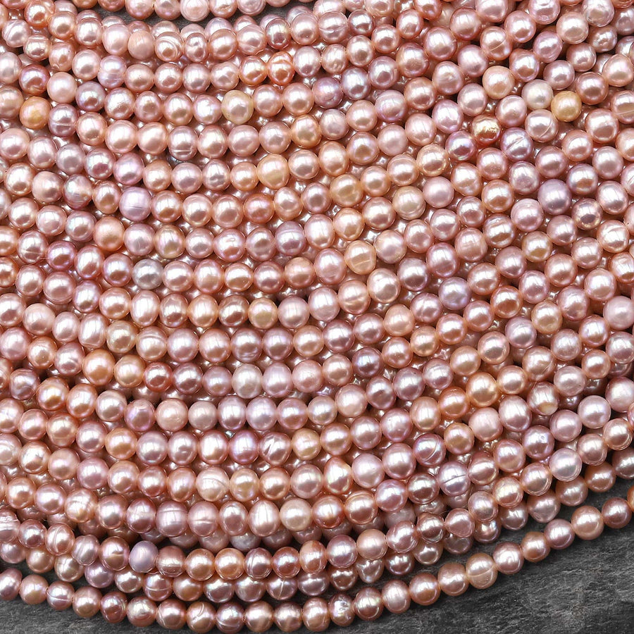 Natural Freshwater Pink Off Round 4mm Pearl 15.5" Strand