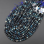 Rare Natural Paraiba Blue Tourmaline Faceted 6mm 8mm 10mm Round Beads Indicolite Gemstone 15.5" Strand