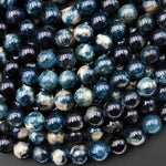 Rare Natural Paraiba Blue Tourmaline Faceted 6mm 8mm 10mm Round Beads Indicolite Gemstone 15.5" Strand