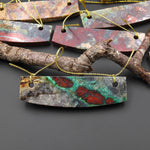 From the Old Arizona Copper Mine~ Natural Copper in Chrysocolla Curved Elongated Rectangle Slab 2 Two Hole Pendant