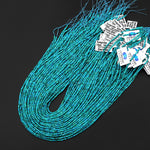 AAA Genuine Natural Blue Green Turquoise 2mm Smooth Round Gemstone Beads 15.5" Strand