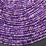 AAA Faceted Genuine Natural Russian Purple Charoite 2mm 3mm Round Beads Gemstone 15.5" Strand