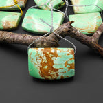 Natural Australian Green Variscite Saddle Locket Shape Pendant Top Side Drilled Gemstone