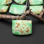 Natural Australian Green Variscite Saddle Locket Shape Pendant Top Side Drilled Gemstone