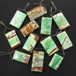 Natural Australian Green Variscite Rectangle Pendant Top Side Drilled Gemstone