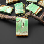 Natural Australian Green Variscite Rectangle Pendant Top Side Drilled Gemstone