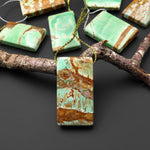 Natural Australian Green Variscite Rectangle Pendant Top Side Drilled Gemstone