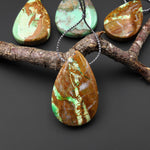 Natural Australian Green Variscite Teardrop Pendant Top Side Drilled Gemstone