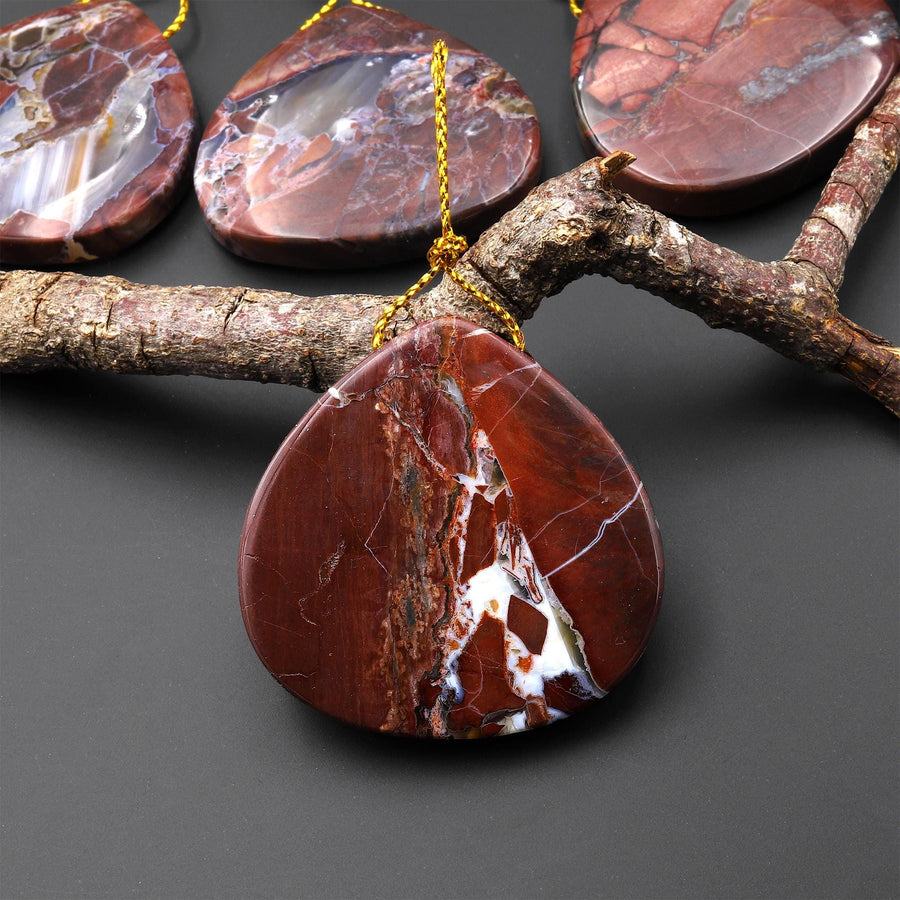 Natural Butterfly Jasper from Mexico Side Drilled Wide Teardrop Pear Drop Pendant A1