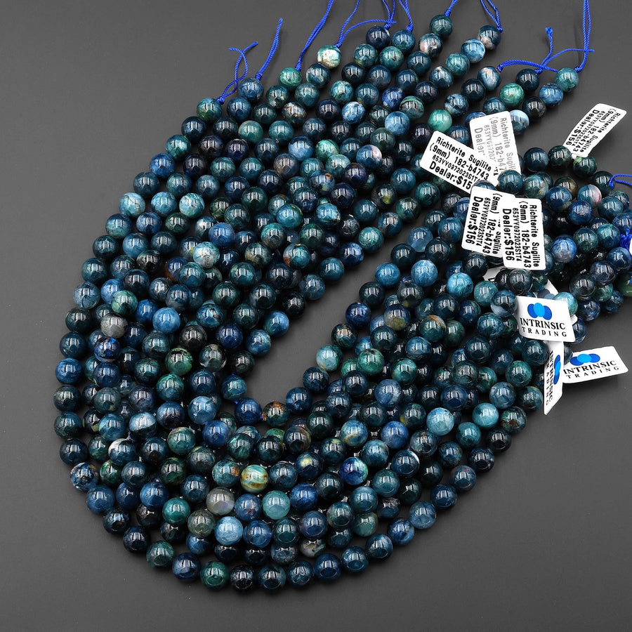 Real Natural Richterite Sugilite Smooth 8mm 9mm 10mm 11mm 12mm Round Beads From South Africa 15.5" Strand