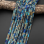 Ocean Blue Sea Sediment Jasper Smooth Tube Cylinder Beads 4x13mm Aka Impression Imperial Jasper 15.5" Strand