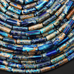 Ocean Blue Sea Sediment Jasper Smooth Tube Cylinder Beads 4x13mm Aka Impression Imperial Jasper 15.5" Strand