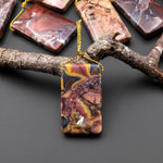 Natural Butterfly Jasper from Mexico Side Drilled Rectangle Pendant